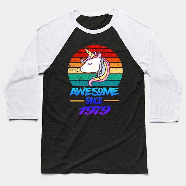 Awesome Since 1979 Funny 40th Birthday Unicorn Lover Gift Idea Baseball T-Shirt by Inspireshirt